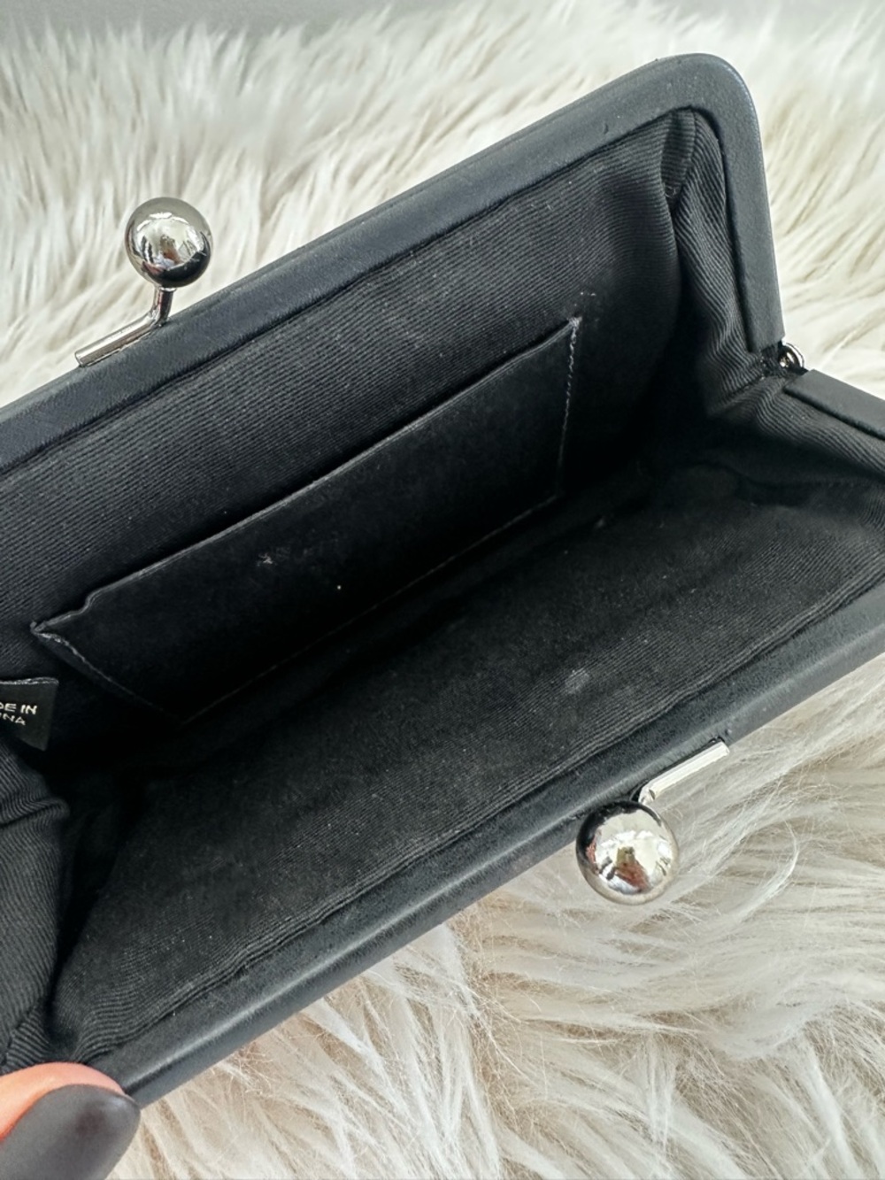 Black Wristlet Clutch with Contrast Stitching - Picture 4 of 5